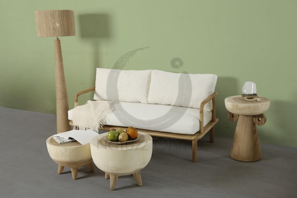 example of japandi or scandinavian set table, natural materials
