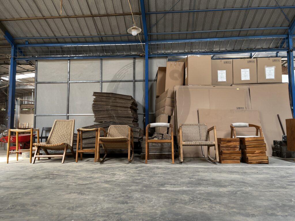 Sustainable eco-friendly furniture in modern office space